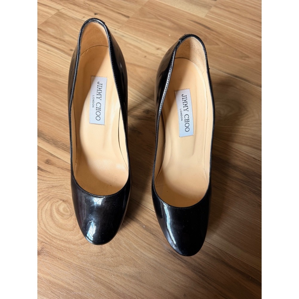 Jimmy Choo Cosmic Black Patent Pump Heels
